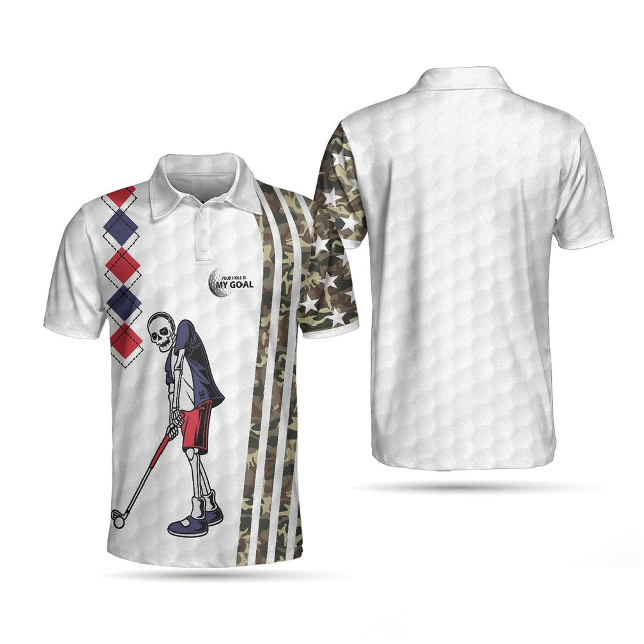 Be Skull And Goal Camouflage Camo Golf Shirt Men's Polo Shirt S-5XL