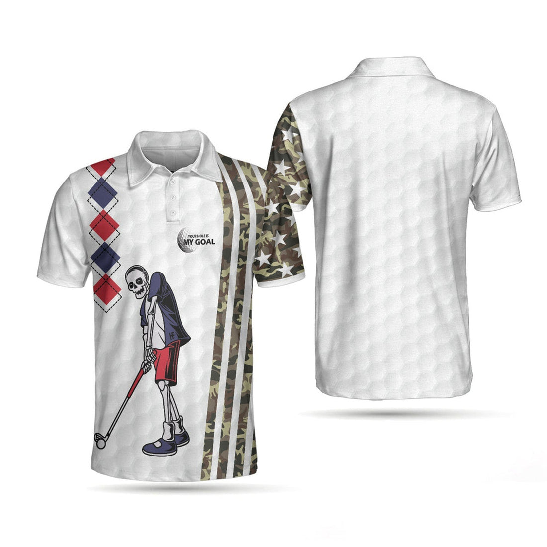 Be Skull And Goal Camouflage Camo Golf Shirt Men's Polo Shirt S-5XL