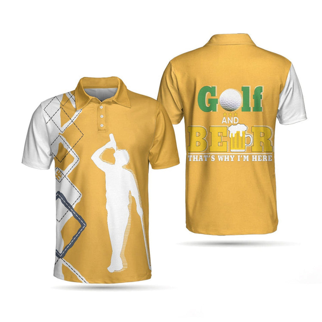 Best Golf Shirt for Men Beer Drinking That's Why I'm Here Men's Polo Shirt S-5XL