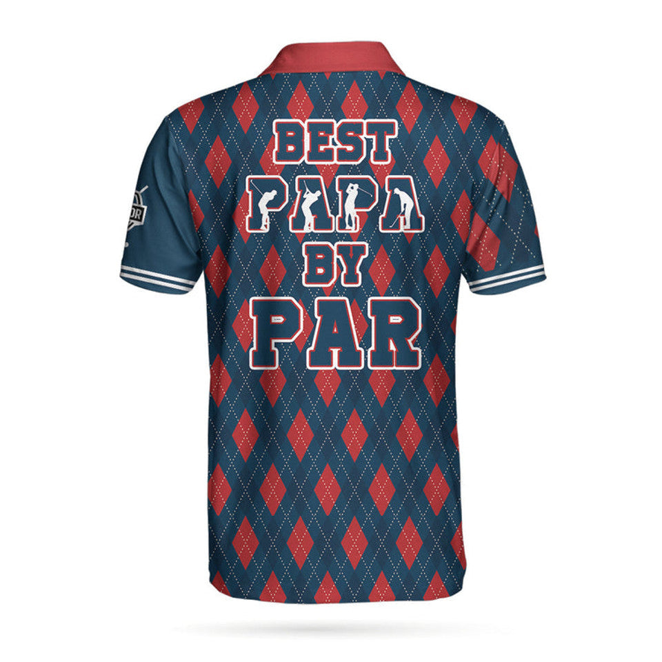 Best Papa By Par Argyle Pattern Personalized Golf Men's Polo Shirt S-5XL