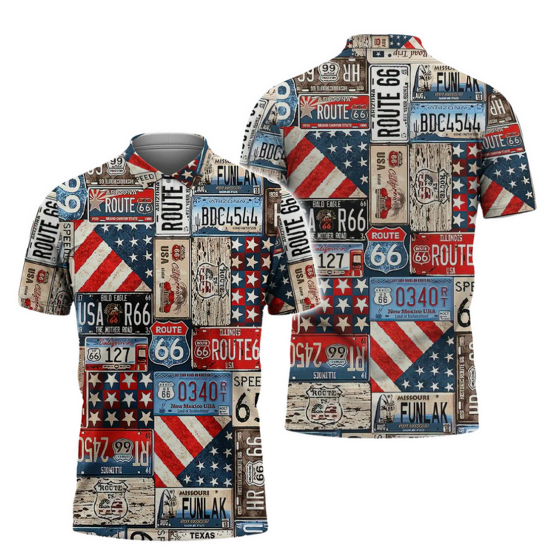 Biker Route 66 Challenge Custom Name Men's Polo Shirt S-5XL