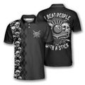 Billiard I Beat People With A Stick Skull Argyle Pattern Men's Polo Shirt S-5XL