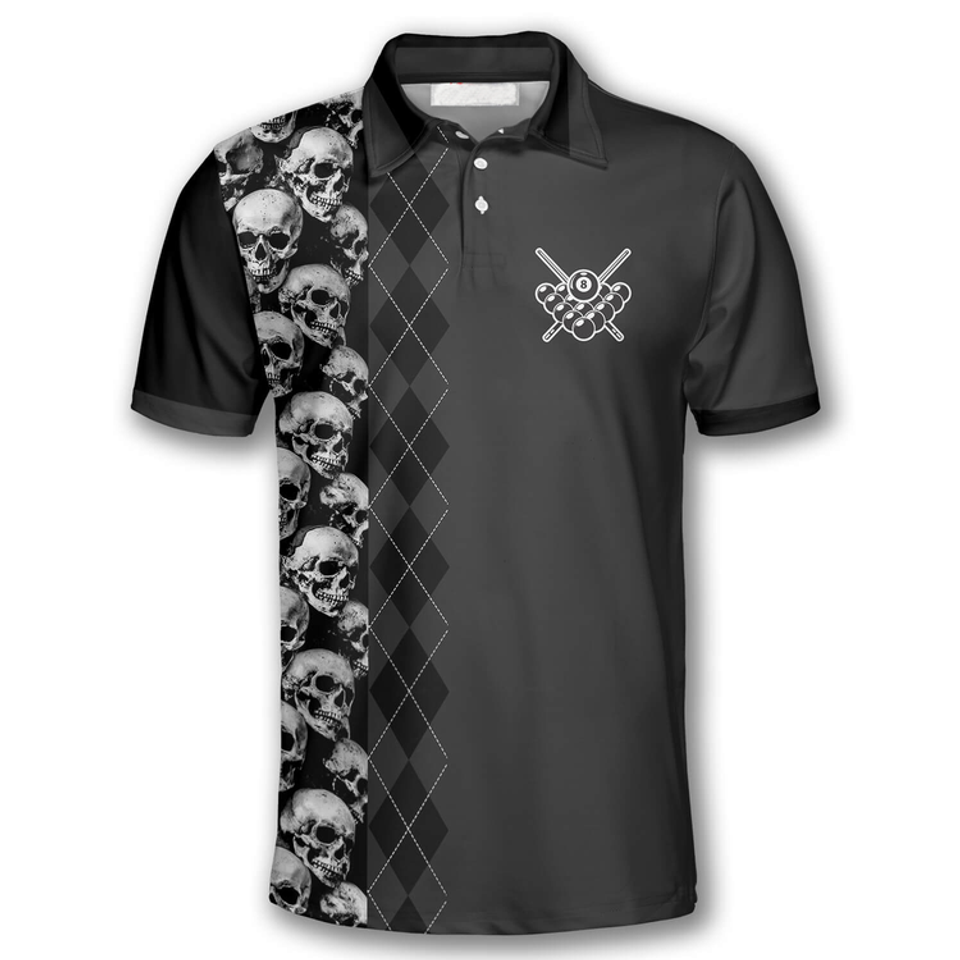 Billiard I Beat People With A Stick Skull Argyle Pattern Men's Polo Shirt S-5XL