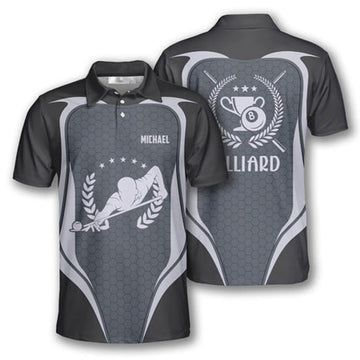 Custom Billiard Grey Honeycomb Emblem Shirt for Men's Polo Shirt S-5XL