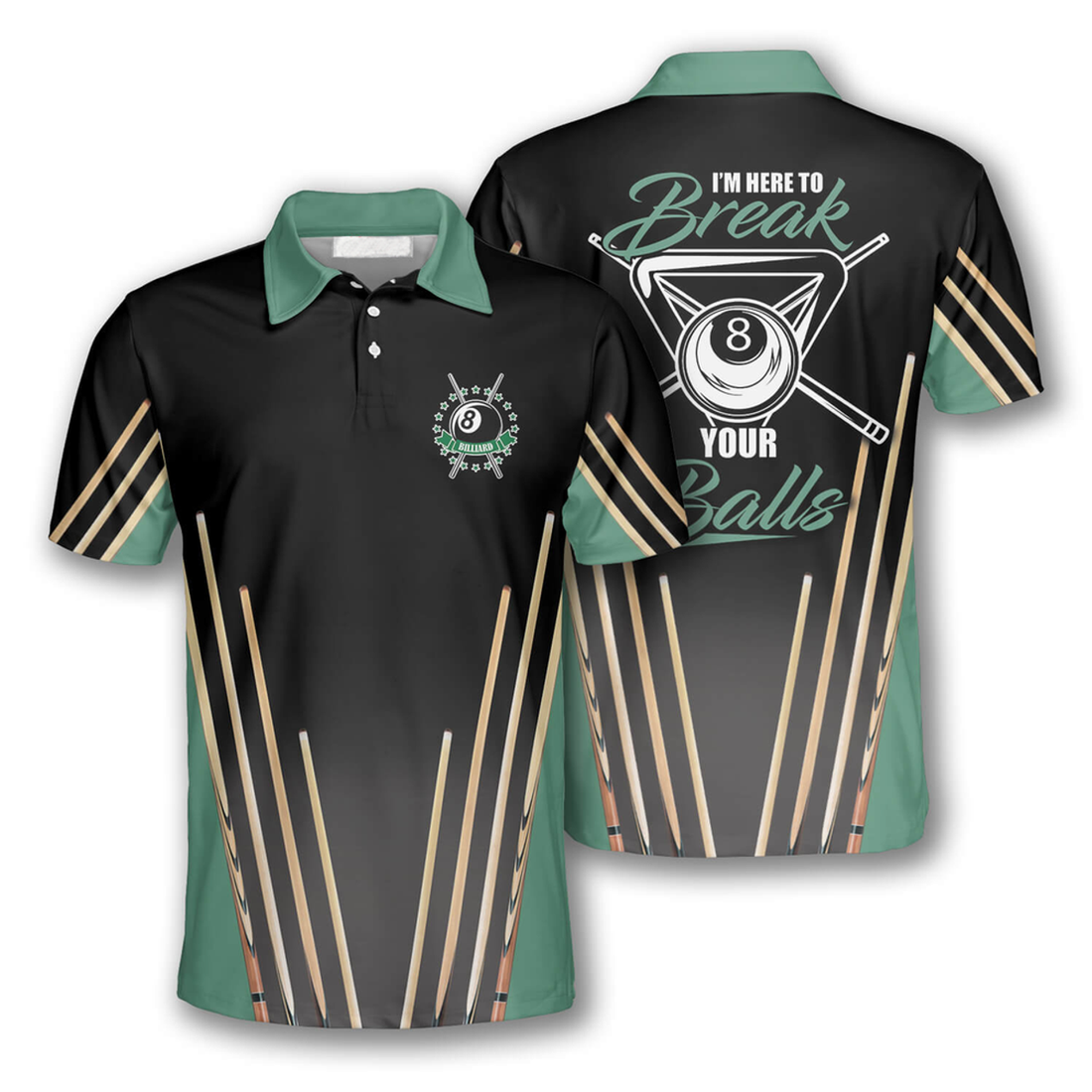 Custom Billiards I'm Here To Break Your Balls Polo Men's Polo Shirt S-5XL