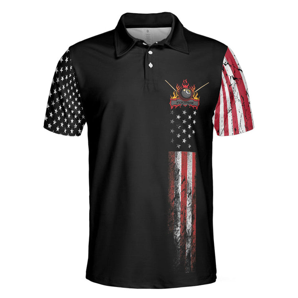 Billiards Eagle American Flag Black Shirt Gifts For Men's Polo Shirt S-5XL