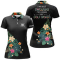 Custom Black Golf Polo Shirt with Tropical Plants Women's Polo Shirts S-5XL