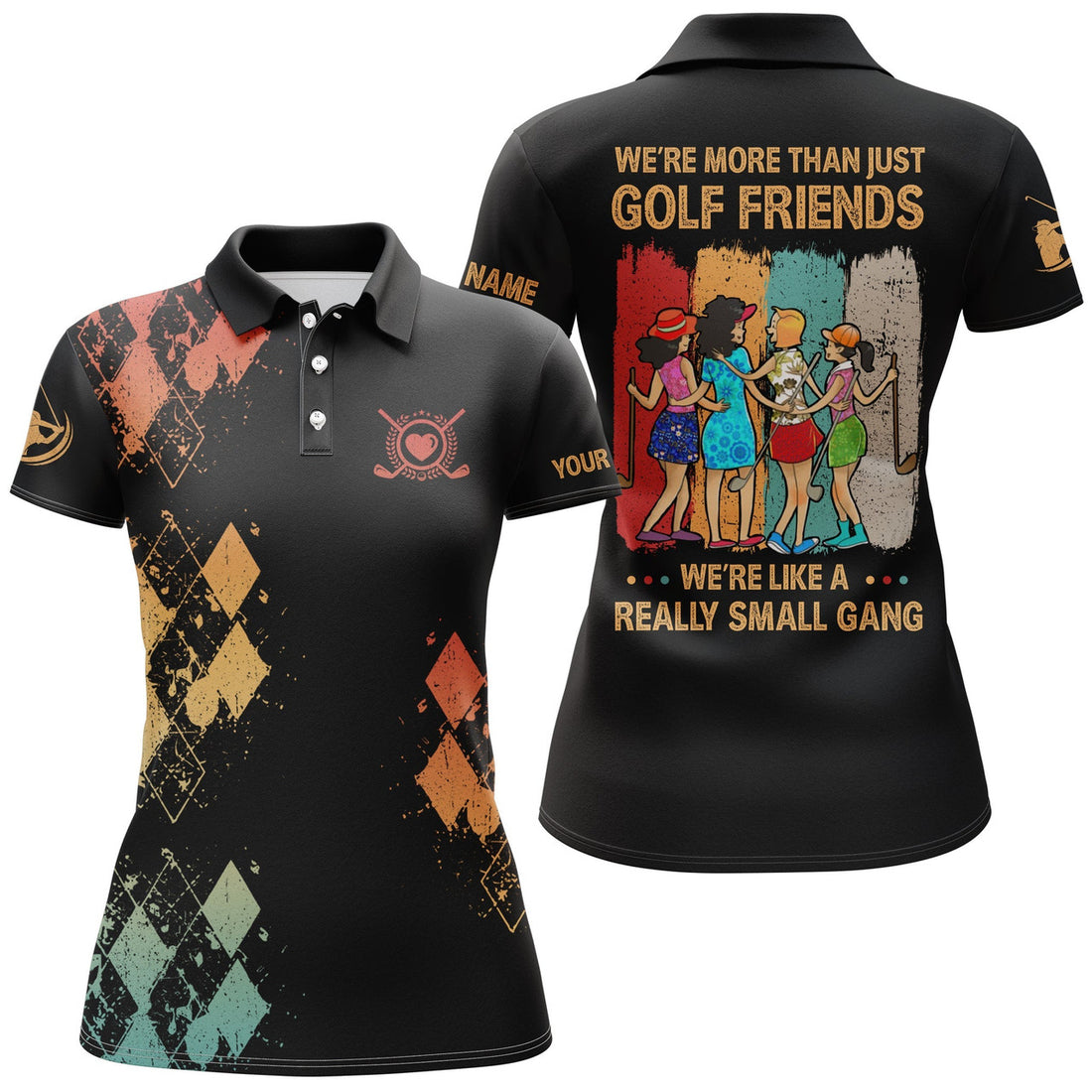 Custom Black We're More Than Golf Friends Women Polo Shirt S-5XL