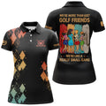 Custom Black We're More Than Golf Friends Women Polo Shirt S-5XL