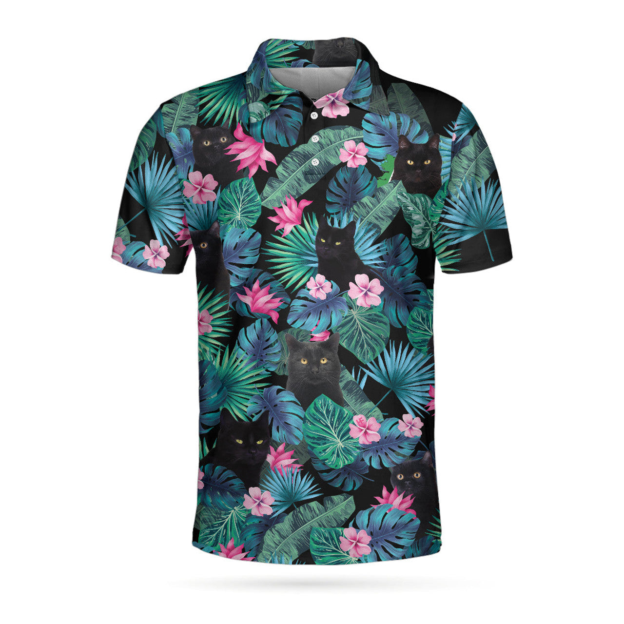 Black Cat Tropical Short Sleeve Best Golf Men's Polo Shirt