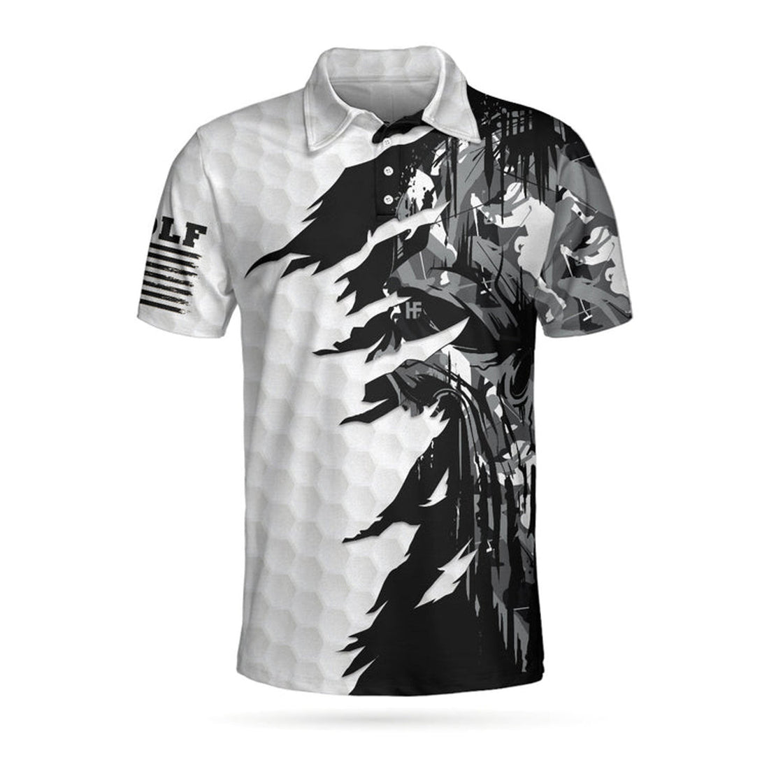 Black & White Golf Skull Camo Shirt Men's Polo Shirt S-5XL