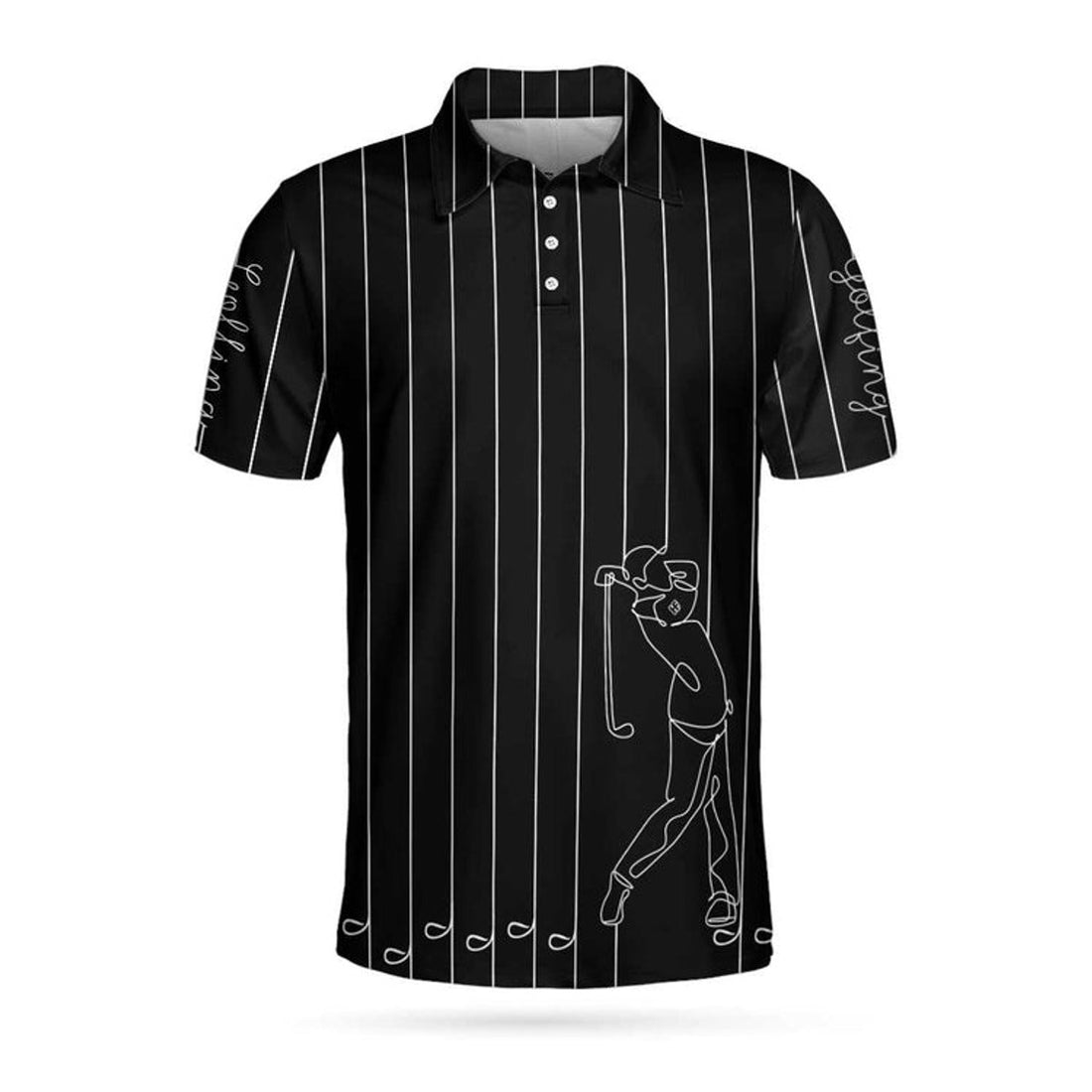 Black & White Vertical Lines Golf Golf Shirt for Men Men's Polo Shirt S-5XL