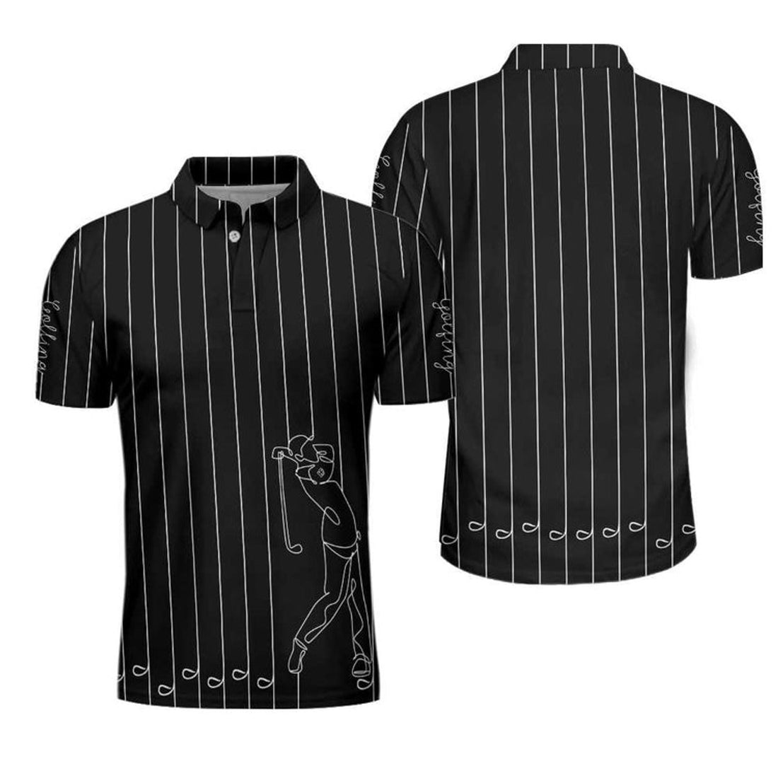 Black & White Vertical Lines Golf Golf Shirt for Men Men's Polo Shirt S-5XL