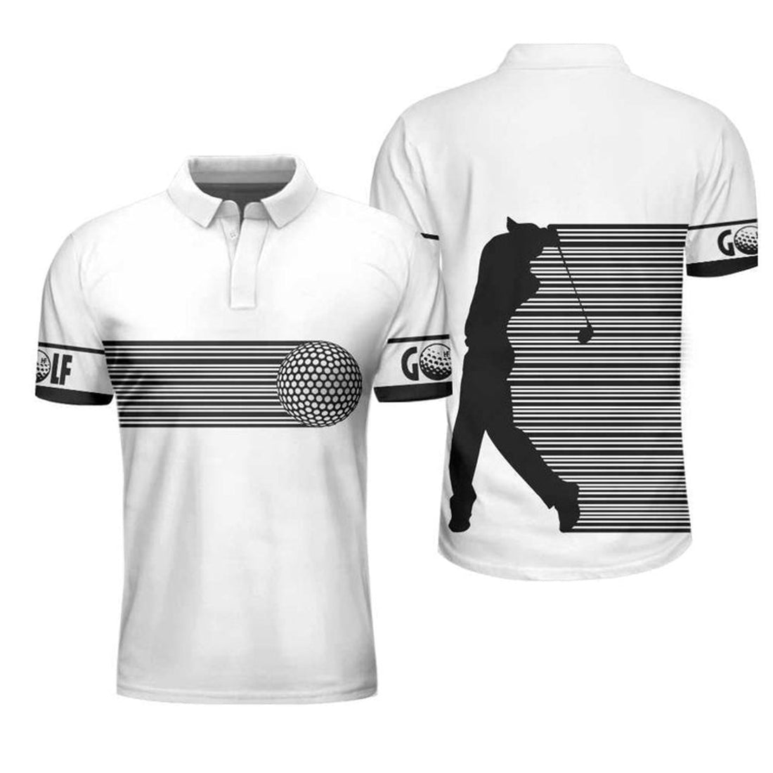 Stripes Barcode Golfing Golfer Hard Swing Best Golf Men's Polo Shirt S-5XL