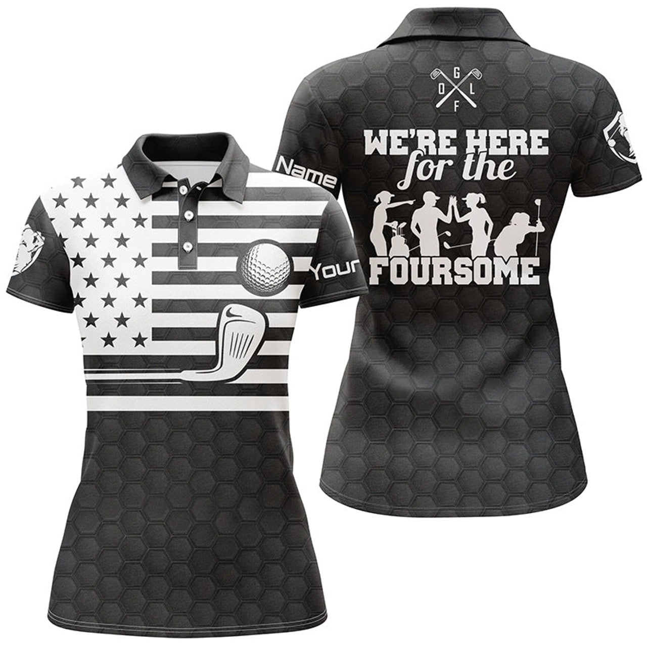 Custom American Flag We're Here For The Foursome Golf Women Polo Shirt S-5XL