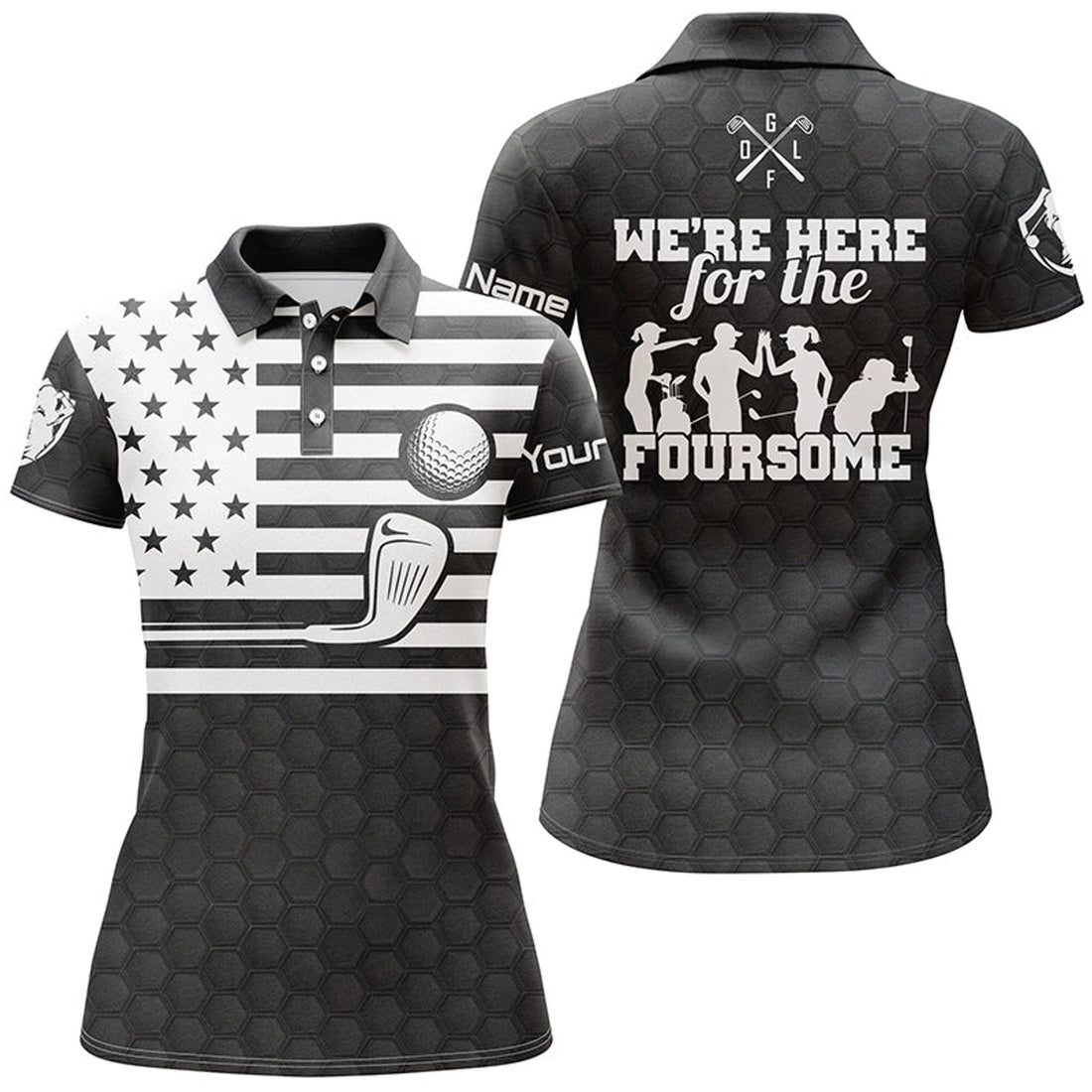 Custom American Flag We're Here For The Foursome Golf Women Polo Shirt S-5XL