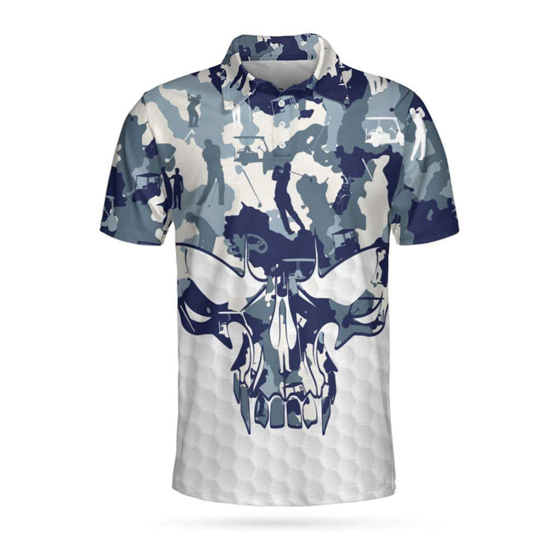 Blue White Camouflage Skull Golf Polo Shirt Men's Polo Shirt S-5XL