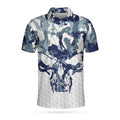 Blue White Camouflage Skull Golf Polo Shirt Men's Polo Shirt S-5XL