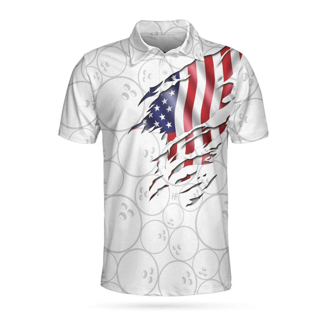 Bowling American Flag White Polo Best Shirt for Men Men's Polo Shirt S-5XL
