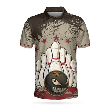 Vintage Bowling Ball Background Short Sleeve Men's Polo Shirt S-5XL