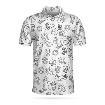 Bowling Clip Art Shirt Best Gift for Men Family Lovers Men's Polo Shirt