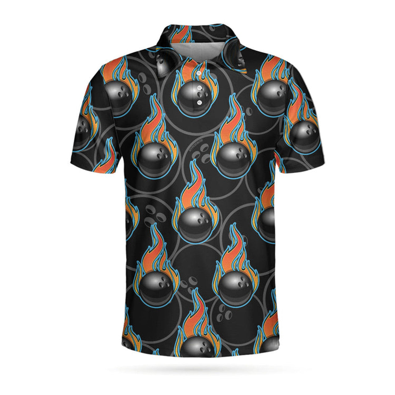 Bowling In Fire Seamless Pattern Short Sleeve For Men Men's Polo Shirt S-5XL