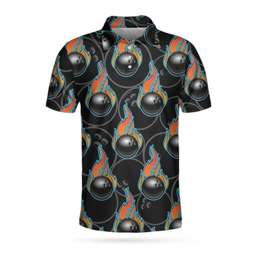 Bowling In Fire Seamless Pattern Short Sleeve For Men Men's Polo Shirt S-5XL