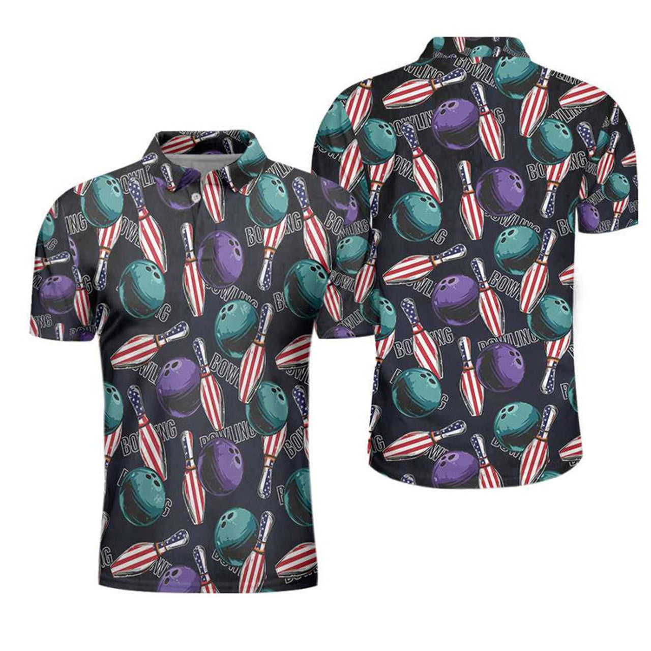 Bowling Is My Life American Flag Pattern Shirt Men's Polo Shirt S-5XL