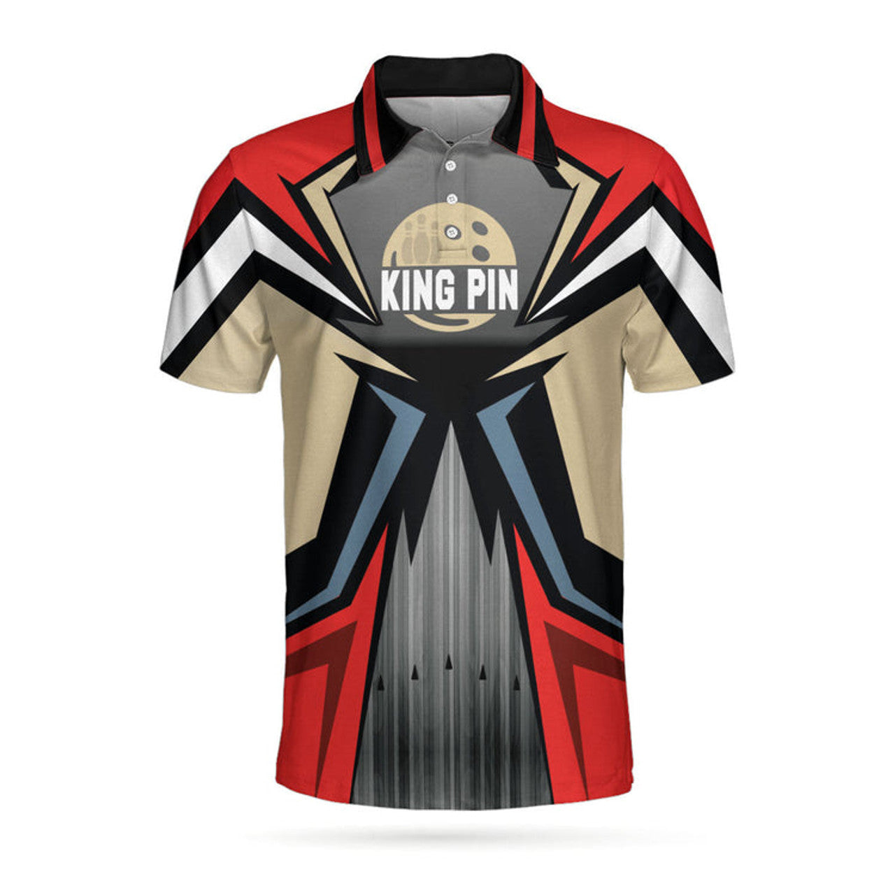 Bowling Red Kingpin Short Sleeve Bowling Shirt for Men Men's Polo Shirt S-5XL