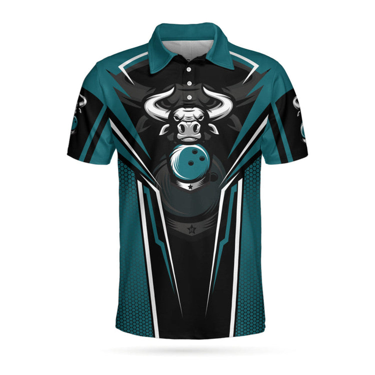 Clean Sweep Bowling Bull Short Sleeve Bowling Shirt Men's Polo Shirt S-5XL