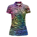 Custom Colorful Neon Rainbow Zebra Print Golf Shirt Gift Women's Polo Shirts S-5XL