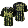 Custom American Flag Camo Black Yellow Baseball Jersey S-5XL