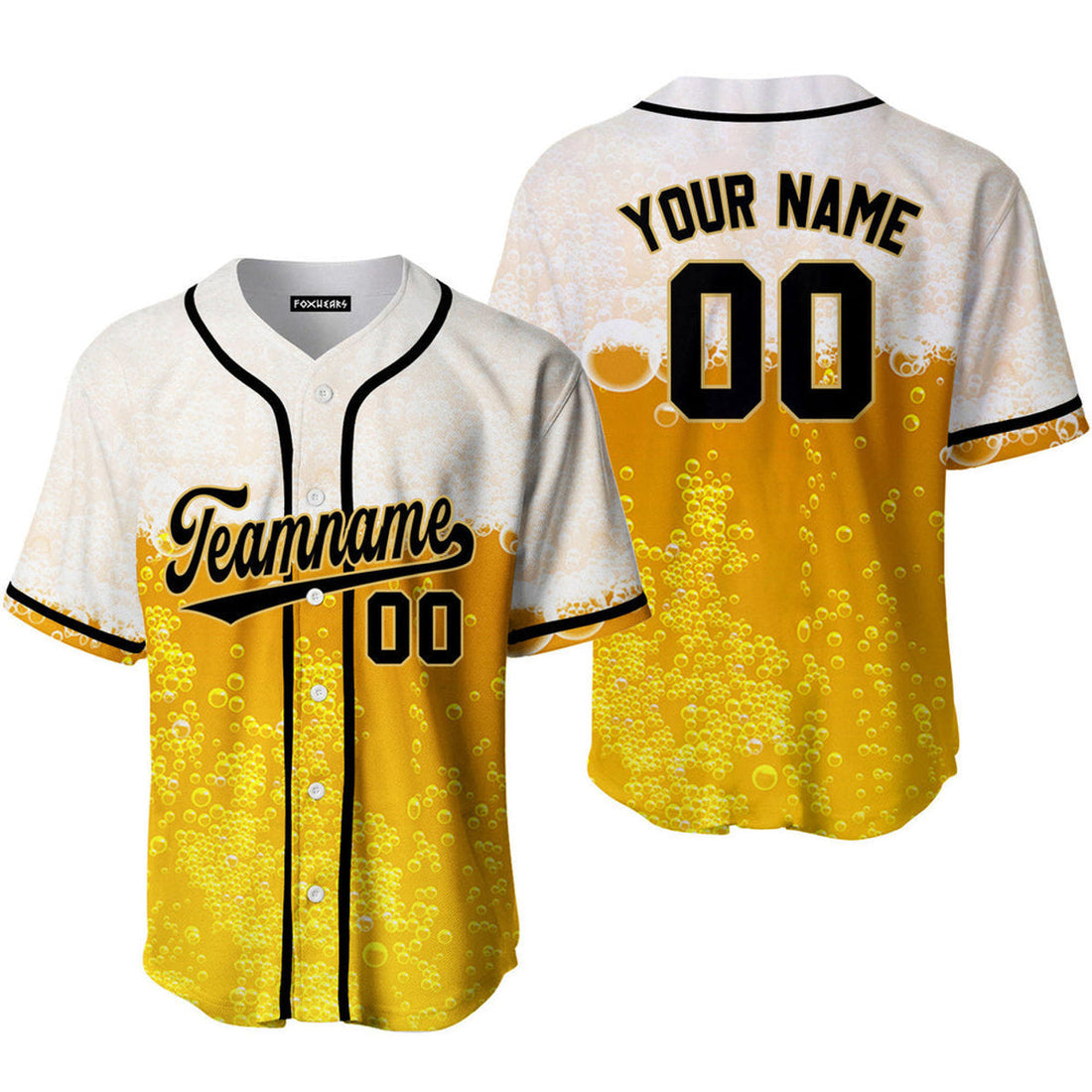 Custom Beer Bubbles Baseball Jersey Black Baseball Jersey S-5XL
