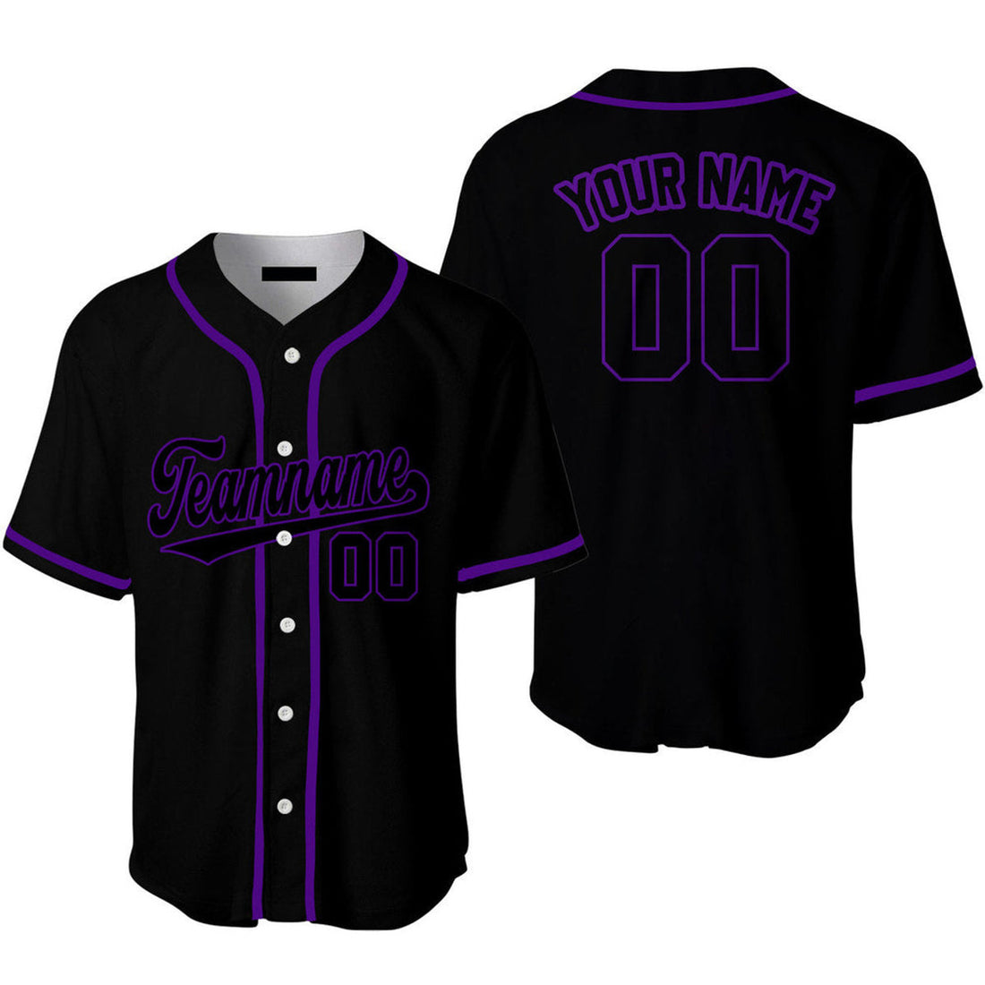 Custom Black Purple Baseball Jersey S-5XL