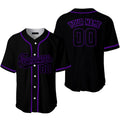 Custom Black Purple Baseball Jersey S-5XL