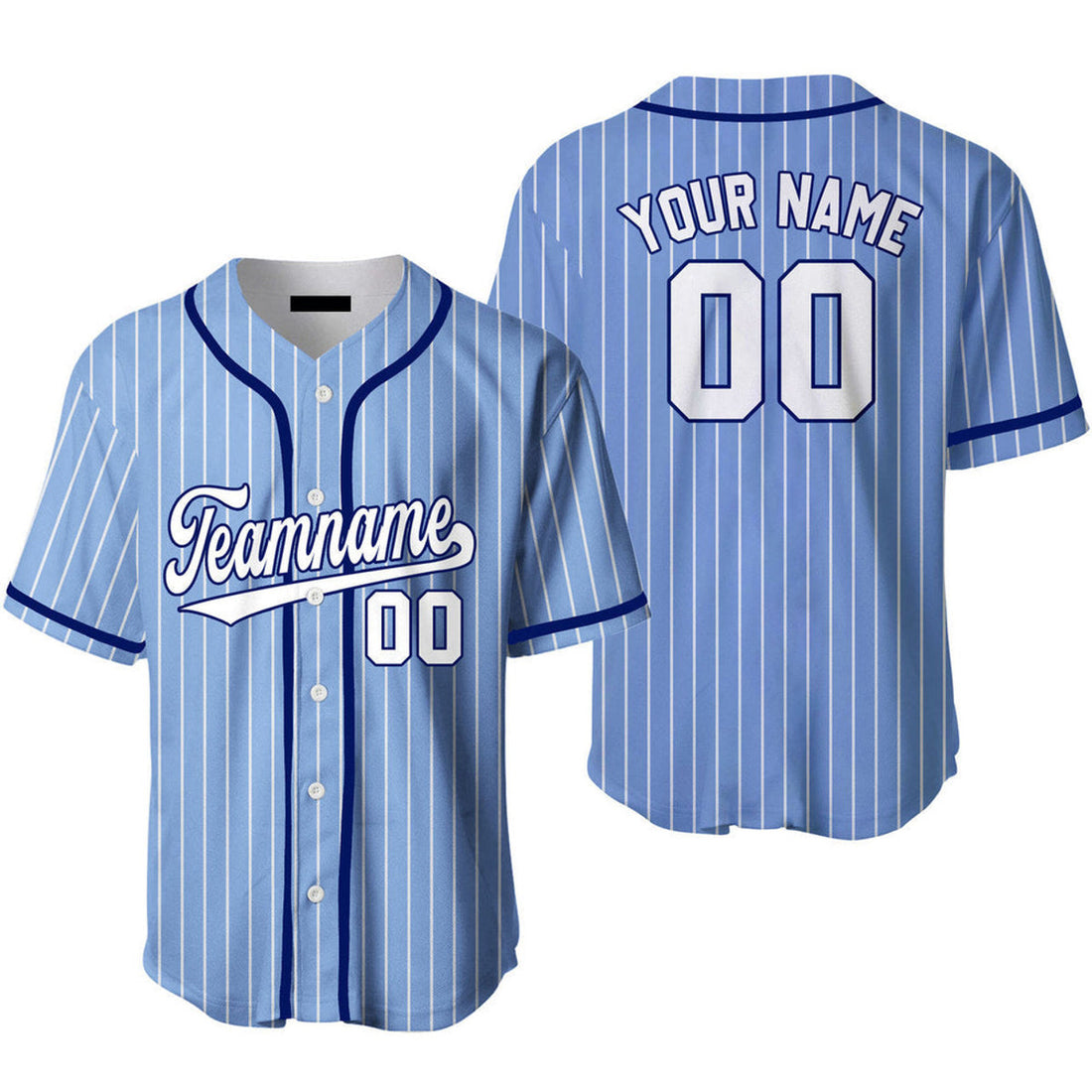 Custom Blue White Pinstripe Baseball Jersey S-5XL