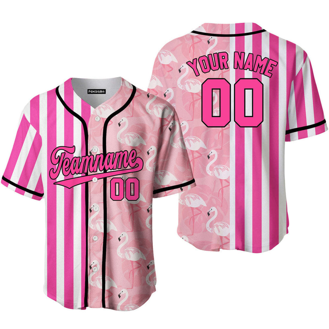 Custom Flamingo Stripe Split Fashion Baseball Jerseys Baseball Jersey S-5XL