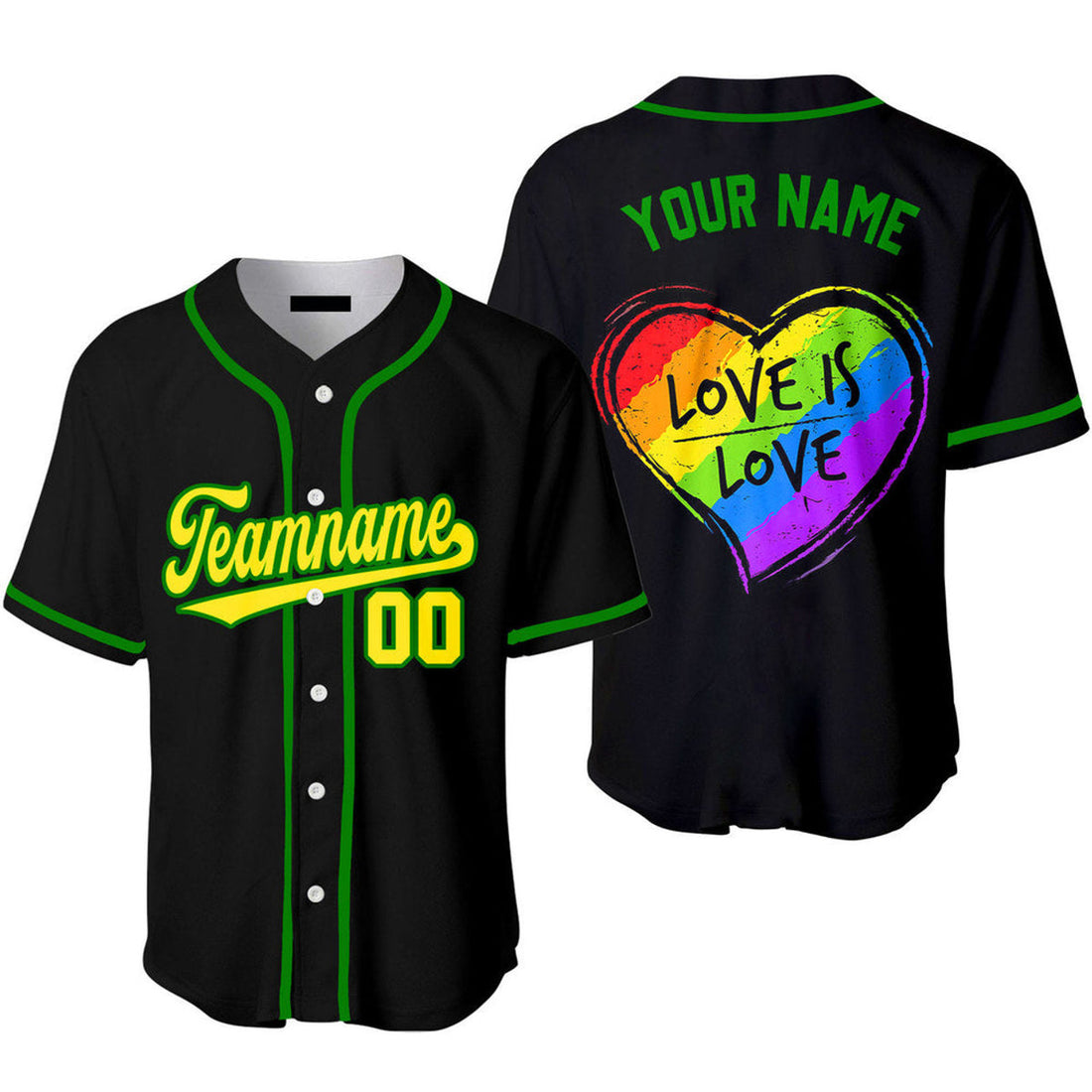 Custom Love Is Love Rainbow Heart Pride Baseball Jerseys Baseball Jersey S-5XL