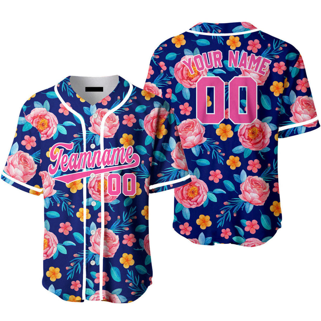 Custom Pinky Coral Floral Royal Pink Baseball Jerseys for Baseball Jersey S-5XL