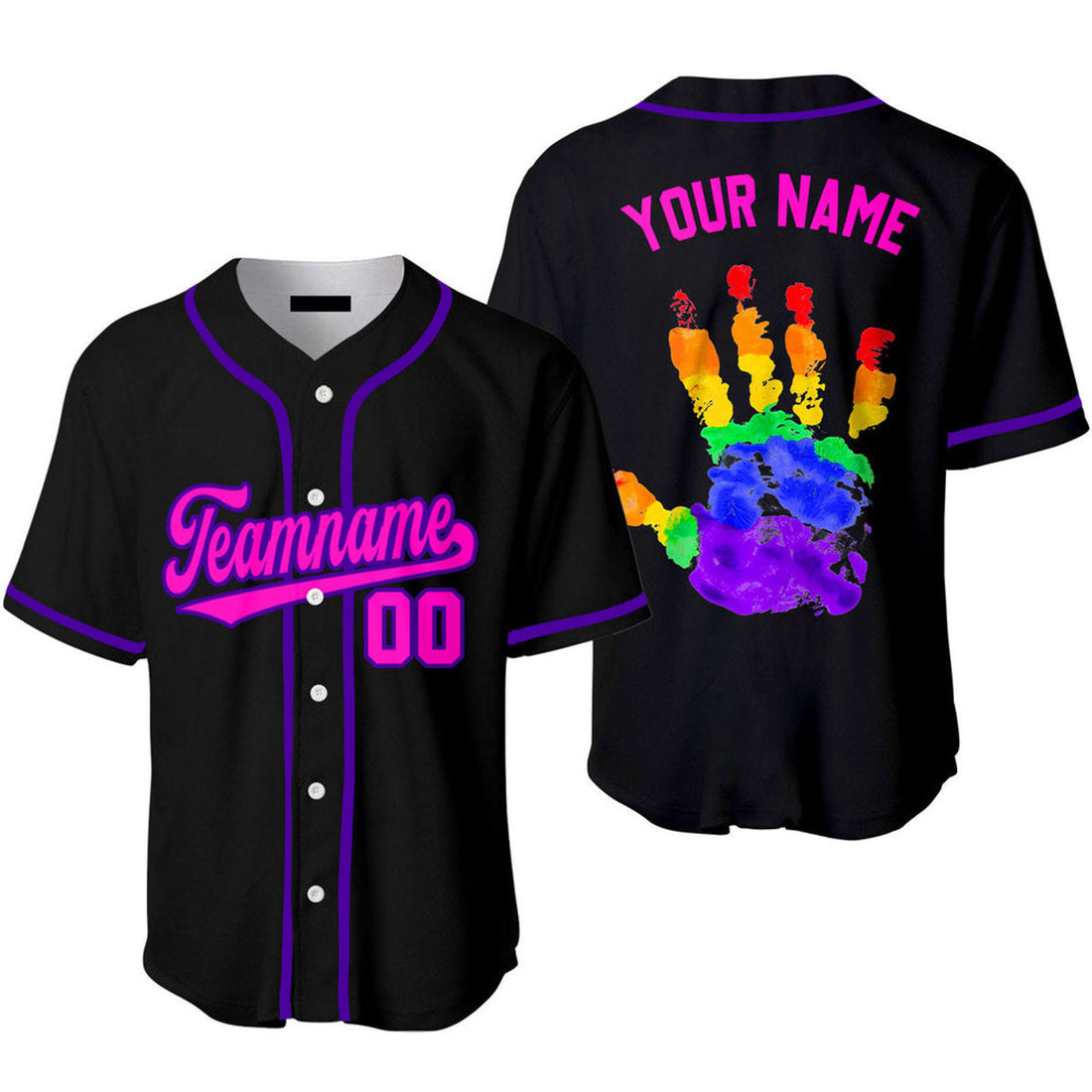 Custom Pride Hand LGBT Baseball Jerseys For Men & Women Baseball Jersey S-5XL