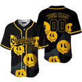 Custom Psychedelic Smiley Hippie Pattern Black Shirt Baseball Jersey S-5XL