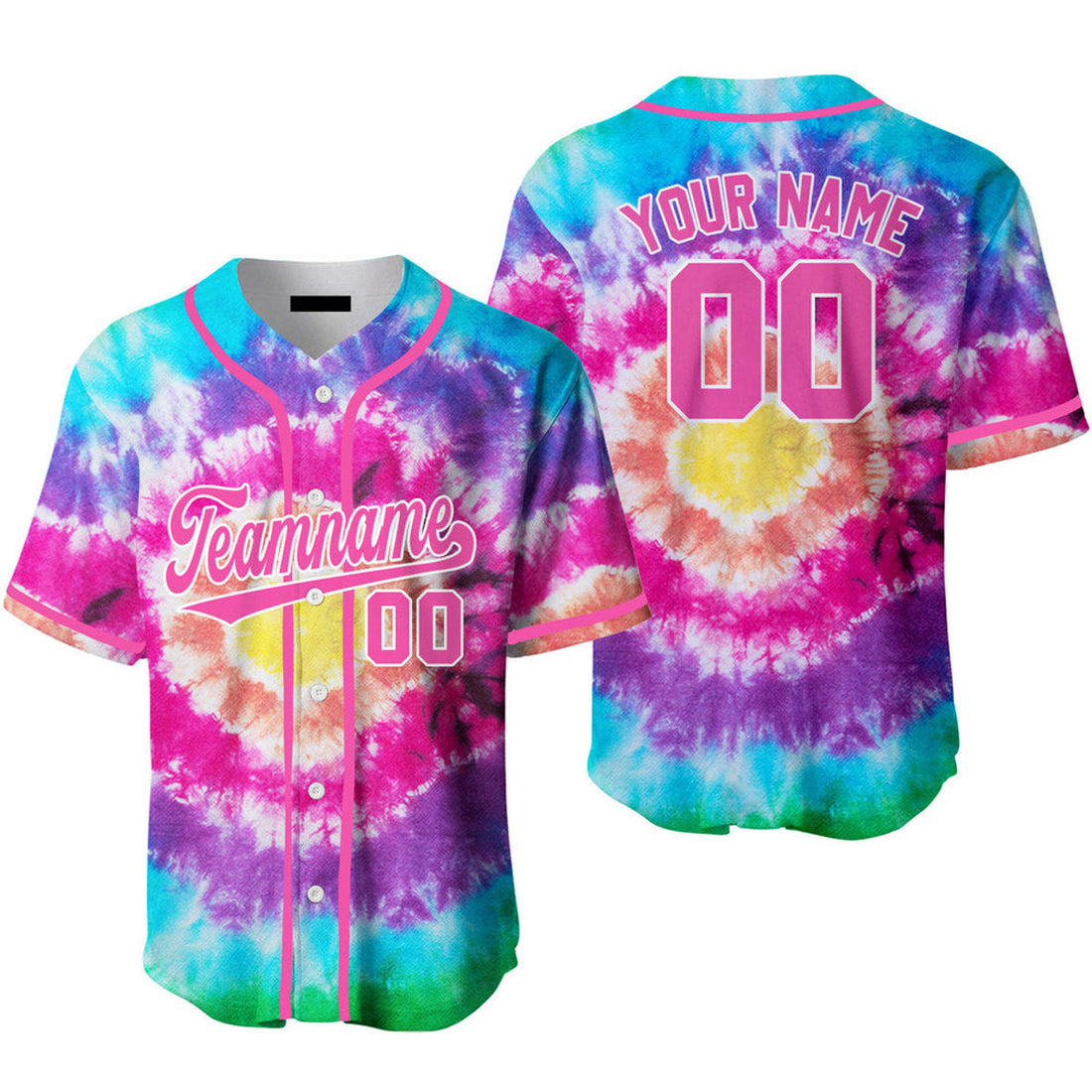 Custom Tie Dye Pink Baseball Jerseys for Men & Women Baseball Jersey S-5XL