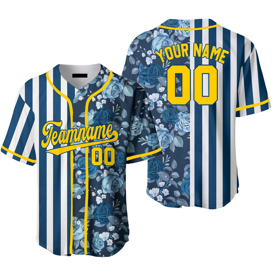 Custom Tropical Blue Split Fashion Baseball Jerseys Baseball Jersey S-5XL