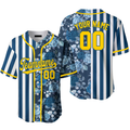 Custom Tropical Blue Split Fashion Baseball Jerseys Baseball Jersey S-5XL