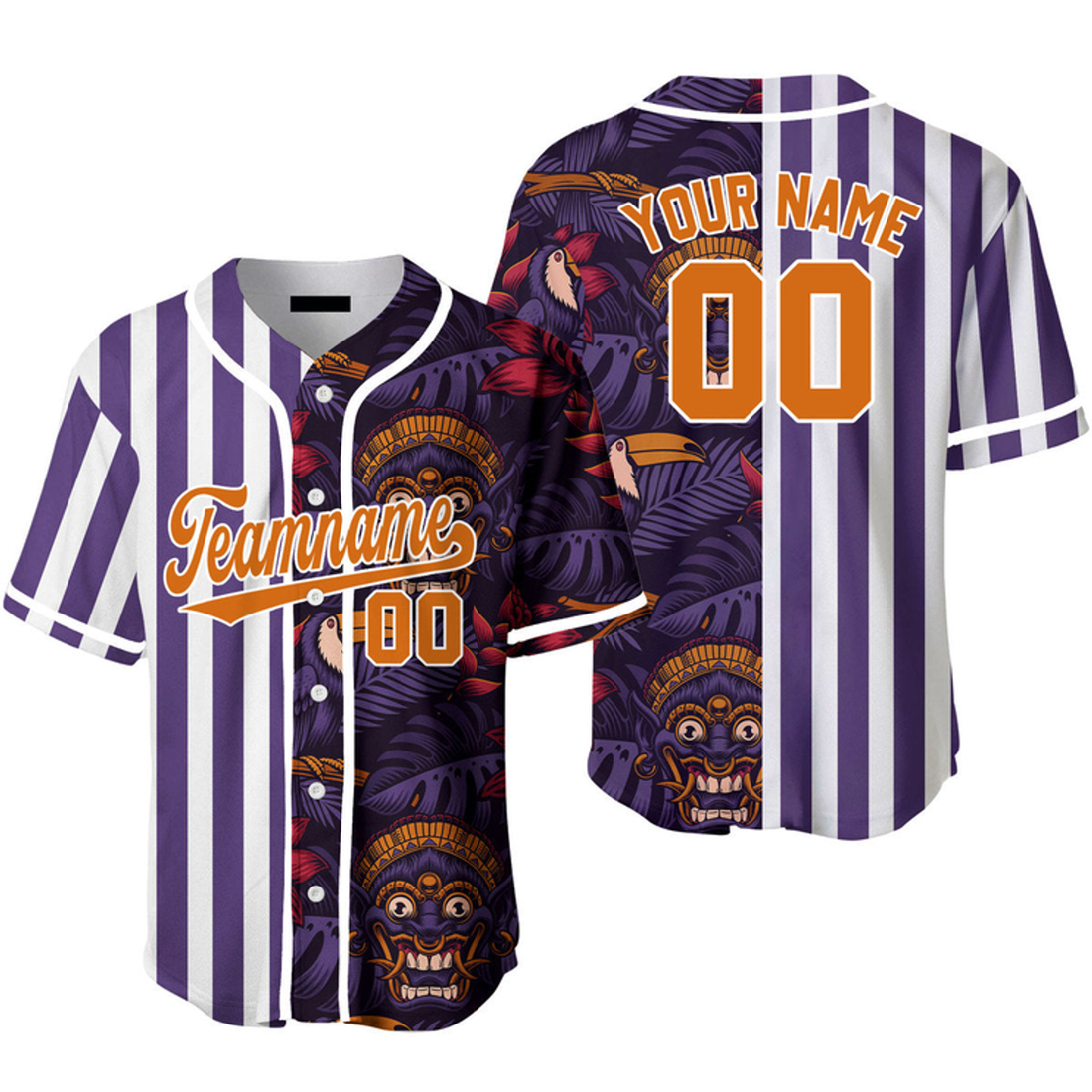 Custom Tropical Purple Red White Baseball Jersey S-5XL