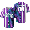 Custom Tropical Purple White Kelly Split Baseball Jersey S-5XL