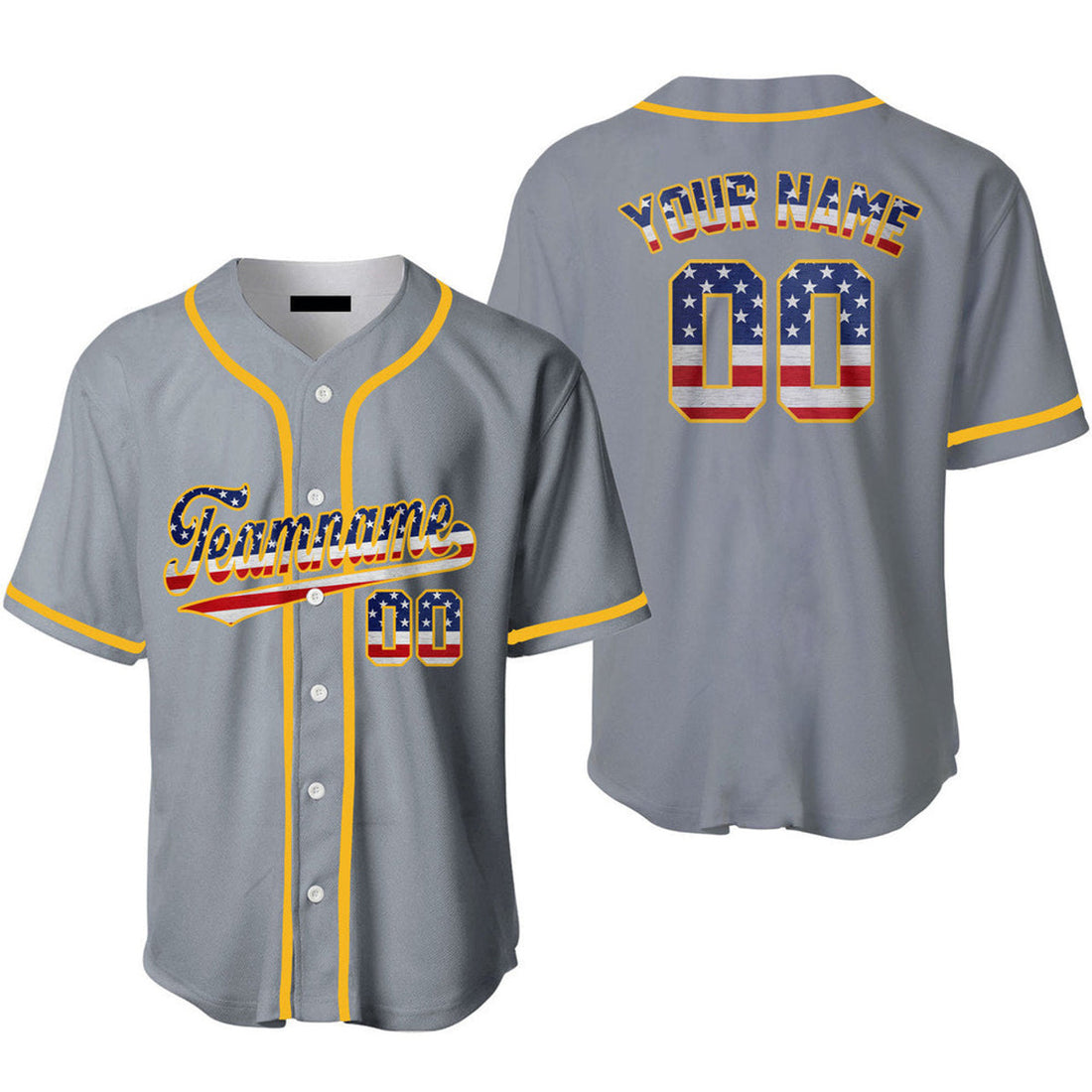 Custom Vintage American Flag Gray Baseball Jerseys for Baseball Jersey S-5XL