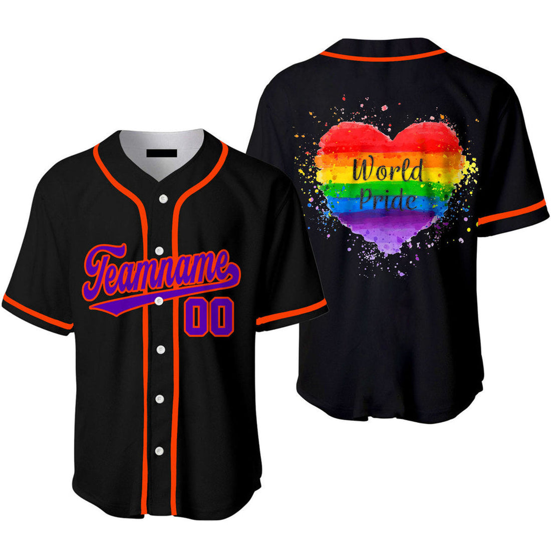 Custom World Pride Rainbow Heart Baseball Jerseys Baseball Jersey S-5XL