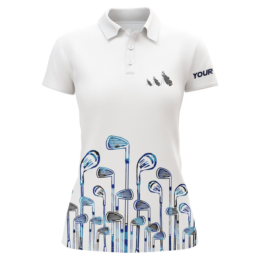 Custom Name White And Blue Golf Polo Shirt Women's Polo Shirts S-5XL