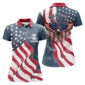 Custom Name And Number Eagle American Flag Patriotic Disc Golf Performance Women Polo Shirts, Perfect Gift For Women Women' s Polo Shirt S -5XL